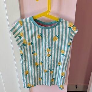 Teal Striped Kids Tee with Pineapples